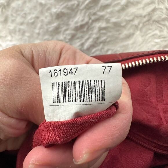 FURLA Ischia Red Cherry Croco Embossed Leather Dome Handbag Zip Top large - Picture 11 of 13